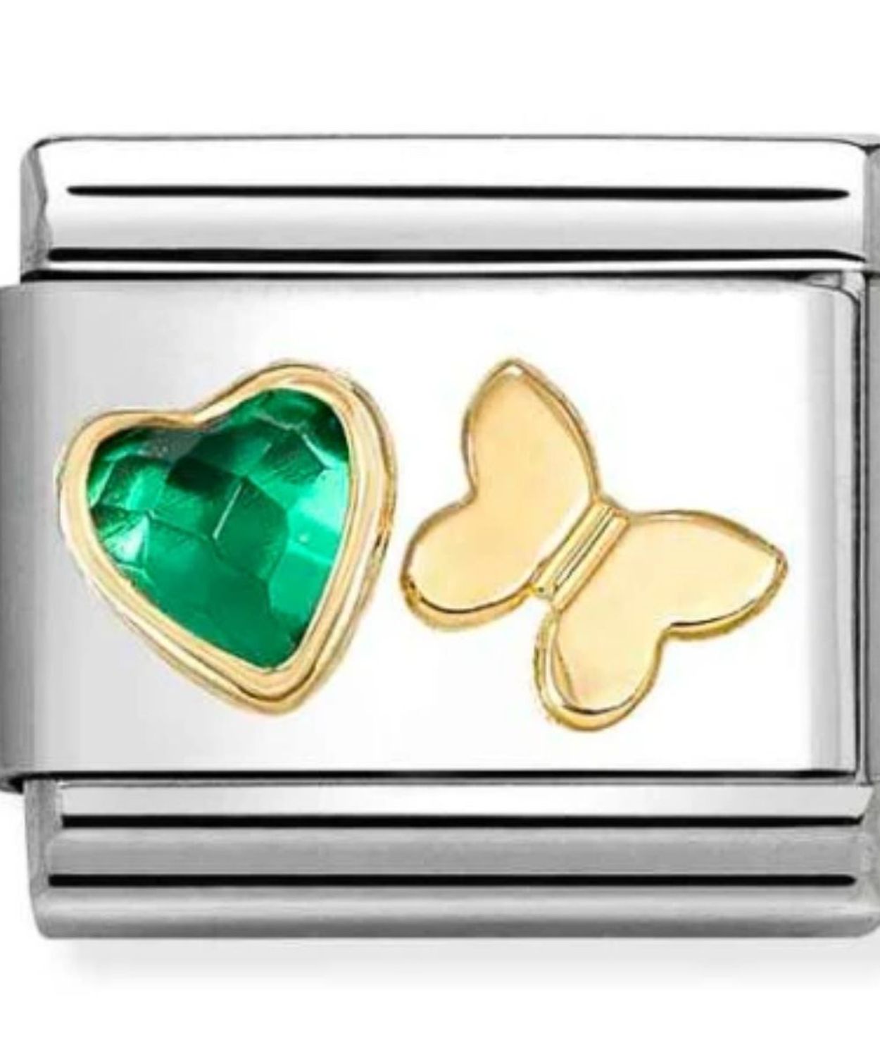 Charms NOMINATION 18K Zielona cyrkonia z motylkiem Gold.jpg